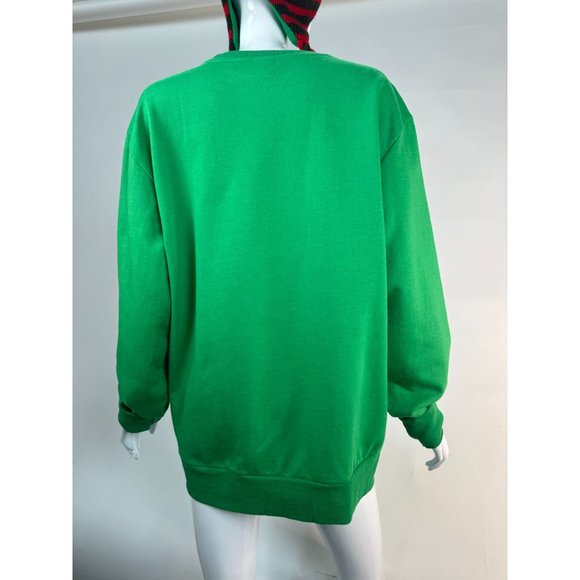 MAD Engine Ugly Christmas Holiday Cat Gift Sweatshirt Medium Green Cotton Blend - Picture 12 of 16